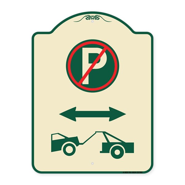 No Parking Tow Away Zone W/ Graphic Heavy-Gauge Aluminum Sign, 24" x 18", TG-1824-23793